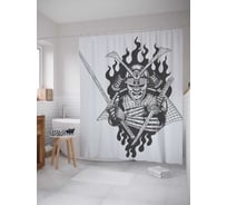Штора (занавеска) для ванной JoyArty "Японский воин" из сатена, 180х200 см с крючками, sc_18267