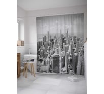 Штора (занавеска) для ванной JoyArty "Ретро город с высоты" из сатена, 180х200 см с крючками, sc_11266