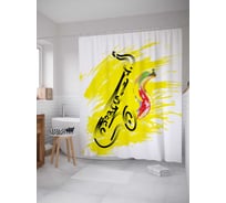 Штора (занавеска) для ванной JoyArty "Солнечный саксофон" из сатена, 180х200 см с крючками, sc_16677