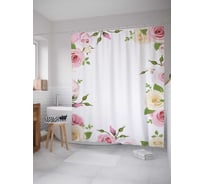 Штора (занавеска) для ванной JoyArty "В центре роз" из сатена, 180х200 см с крючками, sc_10584