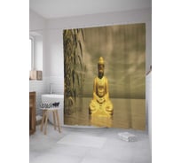 Штора (занавеска) для ванной JoyArty "Будда на реке" из сатена, 180х200 см с крючками, sc_10032