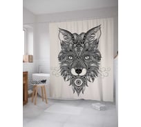Штора (занавеска) для ванной JoyArty "Мифический волк" из сатена, 180х200 см с крючками, sc_16903