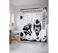 Штора (занавеска) для ванной JoyArty "Американский футбол" из сатена, 180х200 см с крючками, sc_16543