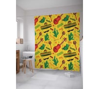 Штора (занавеска) для ванной JoyArty "Мексиканский праздник" из сатена, 180х200 см с крючками, sc_11675
