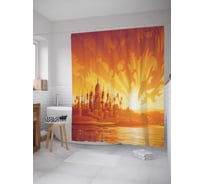 Штора (занавеска) для ванной JoyArty "Пламенное королевство" из сатена, 180х200 см с крючками, sc_15806