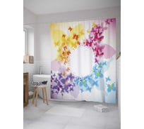 Штора (занавеска) для ванной JoyArty "Радужные бабочки" из сатена, 180х200 см с крючками, sc_11003