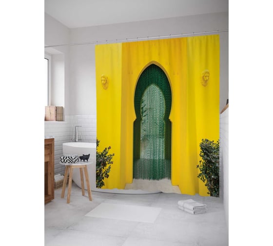 Штора (занавеска) для ванной JoyArty "Ворота королевского дворца" из сатена, 180х200 см с крючками, sc_15418 1