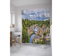 Штора (занавеска) для ванной JoyArty "Красочная идиллия" из сатена, 180х200 см с крючками, sc_10530