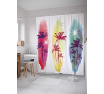 Штора (занавеска) для ванной JoyArty "Мираж серфингиста" из сатена, 180х200 см с крючками, sc_17129