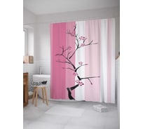Штора (занавеска) для ванной JoyArty "Ожившие ветки" из сатена, 180х200 см с крючками, sc_18318