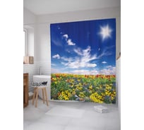 Штора (занавеска) для ванной JoyArty "Цветы под палящим солнцем" из сатена, 180х200 см с крючками, sc_13642