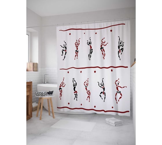 Штора (занавеска) для ванной JoyArty "Танец для солнца" из сатена, 180х200 см с крючками, sc_16832