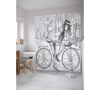 Штора (занавеска) для ванной JoyArty "Соблазнительный велосипедист" из сатена, 180х200 см с крючками, sc_18245