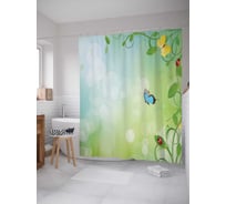Штора (занавеска) для ванной JoyArty "Божьи коровки и бабочки" из сатена, 180х200 см с крючками, sc_16751