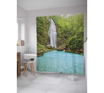 Штора (занавеска) для ванной JoyArty "Карпатский водопад" из сатена, 180х200 см с крючками, sc_10150
