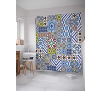 Штора (занавеска) для ванной JoyArty "Цветочная загадка" из сатена, 180х200 см с крючками, sc_17013