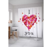 Штора (занавеска) для ванной JoyArty "Креативное признание" из сатена, 180х200 см с крючками, sc_16456