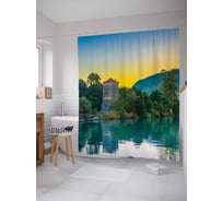Штора (занавеска) для ванной JoyArty "Темница у реки" из сатена, 180х200 см с крючками, sc_16617