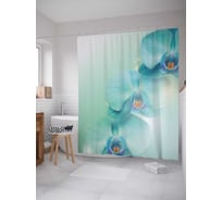 Штора (занавеска) для ванной JoyArty "Цветы в мираже" из сатена, 180х200 см с крючками, sc_17032