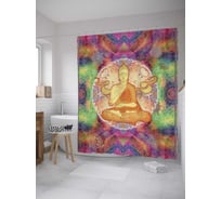 Штора (занавеска) для ванной JoyArty "Золотой Будда" из сатена, 180х200 см с крючками, sc_11642
