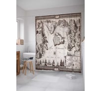 Штора (занавеска) для ванной JoyArty "Карта моряков" из сатена, 180х200 см с крючками, sc_11531