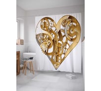 Штора (занавеска) для ванной JoyArty "Механическое сердце" из сатена, 180х200 см с крючками, sc_15796