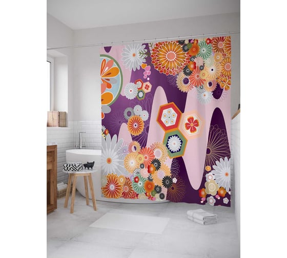 Штора (занавеска) для ванной JoyArty "Воображение природы" из сатена, 180х200 см с крючками, sc_18306 1