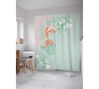 Штора (занавеска) для ванной JoyArty "Звездная рыба" из сатена, 180х200 см с крючками, sc_18312