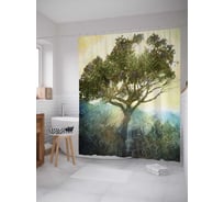 Штора (занавеска) для ванной JoyArty "Иллюзия у солнечного дерева" из сатена, 180х200 см с крючками, sc_16020