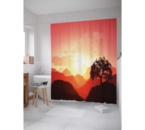 Штора (занавеска) для ванной JoyArty "Пламенный закат" из сатена, 180х200 см с крючками, sc_17333