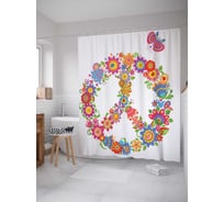 Штора (занавеска) для ванной JoyArty "Территория мира" из сатена, 180х200 см с крючками, sc_10970