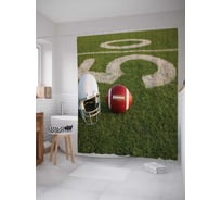 Штора (занавеска) для ванной JoyArty "Атрибуты Американского футбола на поле" из сатена, 180х200 см с крючками, sc_11492