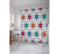 Штора (занавеска) для ванной JoyArty "Узоры со звездами" из сатена, 180х200 см с крючками, sc_18388