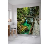 Штора (занавеска) для ванной JoyArty "Мост на далеком острове" из сатена, 180х200 см с крючками, sc_16092