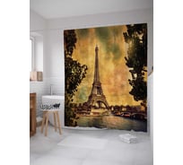 Штора (занавеска) для ванной JoyArty "Приветливая франция" из сатена, 180х200 см с крючками, sc_16233