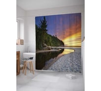 Штора (занавеска) для ванной JoyArty "Береговая река" из сатена, 180х200 см с крючками, sc_16171