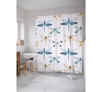Штора (занавеска) для ванной JoyArty "Стремительные стрекозы" из сатена, 180х200 см с крючками, sc_18365