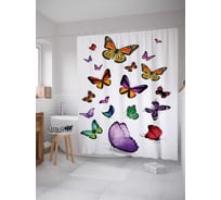 Штора (занавеска) для ванной JoyArty "Бабочки повсюду" из сатена, 180х200 см с крючками, sc_15900