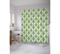 Штора (занавеска) для ванной JoyArty "Цветы здоровья" из сатена, 180х200 см с крючками, sc_16885