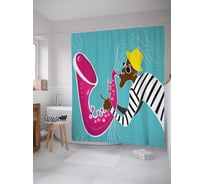 Штора (занавеска) для ванной JoyArty "Креативный саксофонист" из сатена, 180х200 см с крючками, sc_14228