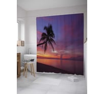 Штора (занавеска) для ванной JoyArty "Утро на Карибах" из сатена, 180х200 см с крючками, sc_10265