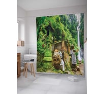 Штора (занавеска) для ванной JoyArty "Интересные фигурки" из сатена, 180х200 см с крючками, sc_16205