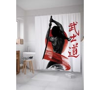 Штора (занавеска) для ванной JoyArty "Сильный самурай" из сатена, 180х200 см с крючками, sc_18270