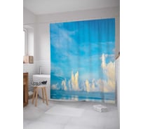 Штора (занавеска) для ванной JoyArty "Облачное цунами" из сатена, 180х200 см с крючками, sc_13978