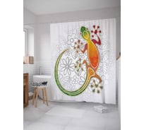 Штора (занавеска) для ванной JoyArty "Маскировка ящерицы" из сатена, 180х200 см с крючками, sc_16955