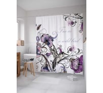 Штора (занавеска) для ванной JoyArty "Цветочная пища" из сатена, 180х200 см с крючками, sc_17103