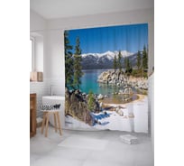 Штора (занавеска) для ванной JoyArty "Горный рай" из сатена, 180х200 см с крючками, sc_18438