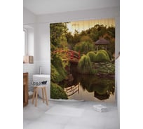 Штора (занавеска) для ванной JoyArty "Деревянистый мост" из сатена, 180х200 см с крючками, sc_17878