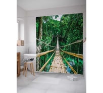 Штора (занавеска) для ванной JoyArty "Длинный тропический мост" из сатена, 180х200 см с крючками, sc_17134