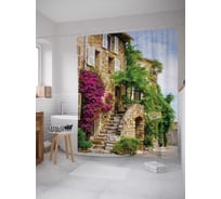 Штора (занавеска) для ванной JoyArty "Уличная растительность" из сатена, 180х200 см с крючками, sc_1732